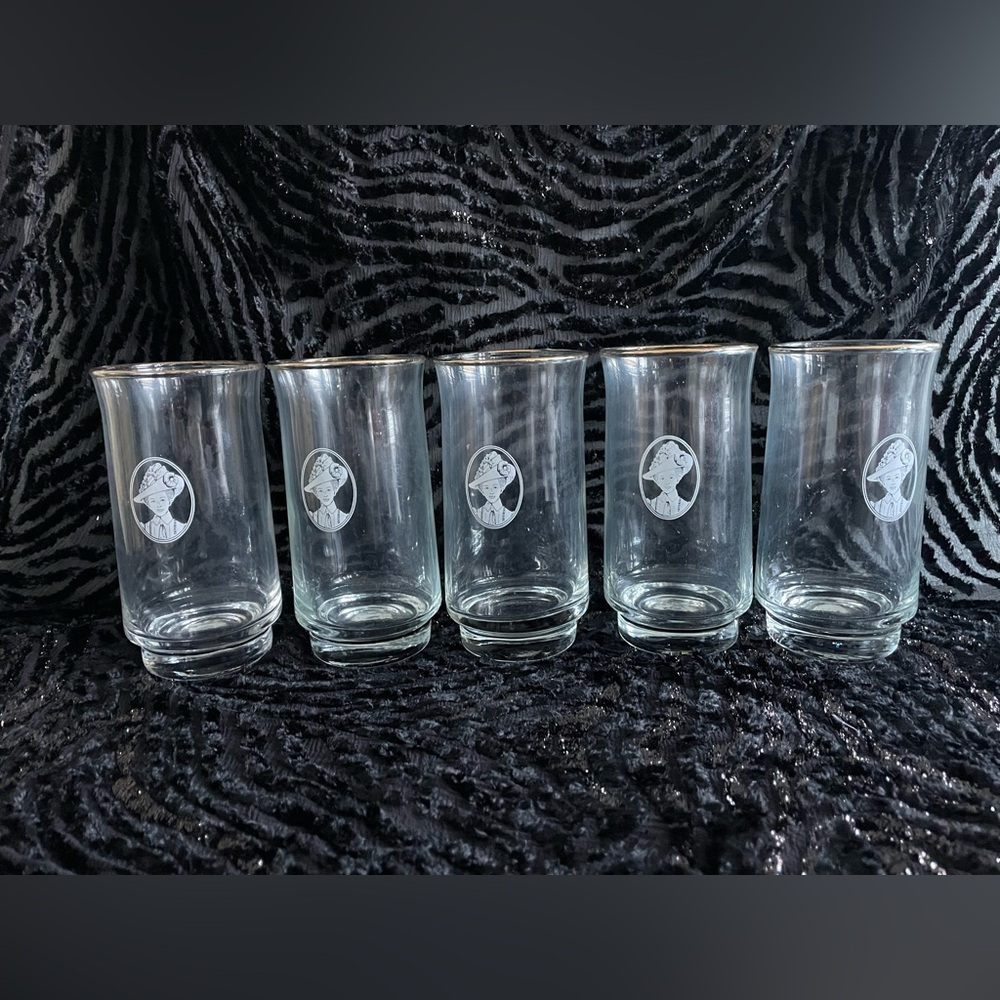 22k Gold Rimmed Elegant Clear Glasses Set of 5 - Picture 1 of 12